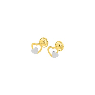 Boucles d'oreillles coeur en or jaune
