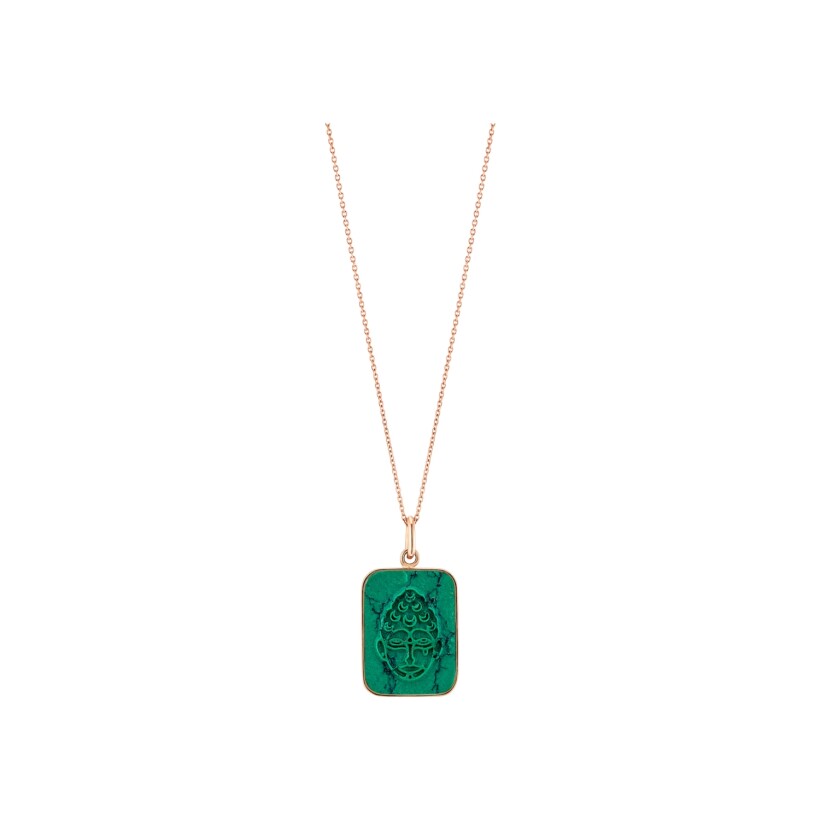 Collier GINETTE NY BLISS BUDDHA en or rose et pierre turquoise