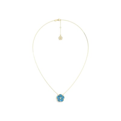 Collier La Prima Gioielli Bloomy en or jaune, turquoise et diamant