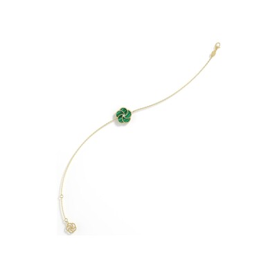 Bracelet La Prima Gioielli Bloomy en or jaune, diamant et malachite
