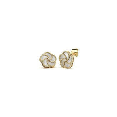 Boucles d'oreilles La Prima Gioielli Bloomy en or jaune, diamants et nacre