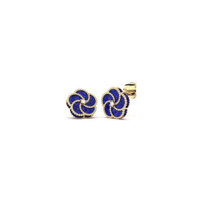 Boucles d'oreilles La Prima Gioielli Bloomy en or jaune, lapis lazuli et diamant