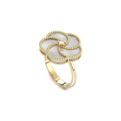 Bague La Prima Gioielli Bloomy en or jaune, diamant et nacre