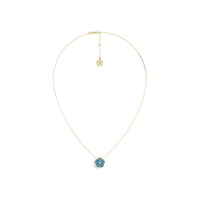 Collier La Prima Gioielli Bloomy en or jaune, diamant et turquoise