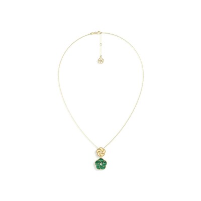 Collier La Prima Gioielli Bloomy en or jaune, malachite et diamant