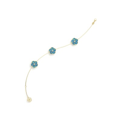 Bracelet La Prima Gioielli Bloomy en or jaune, diamants et turquoise