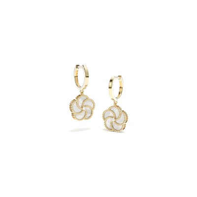 Boucles d'oreilles La Prima Gioielli Bloomy en or jaune, nacre et diamant