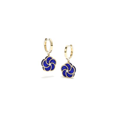 Boucles d'oreilles La Prima Gioielli Bloomy en or jaune, diamants et lapis lazuli