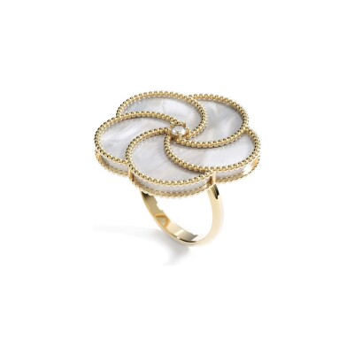 Bague La Prima Gioielli Bloomy en or jaune, nacre et diamant