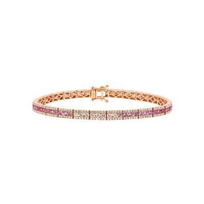 Bracelet Idylle en or rose et dégradé de saphirs roses et diamants