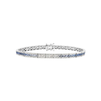 Bracelet Idylle en or blanc et dégradé de saphirs bleus et diamants