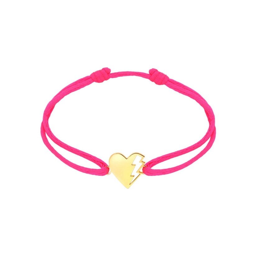 Bracelet sur cordon rose Akillis LoveTag en or jaune