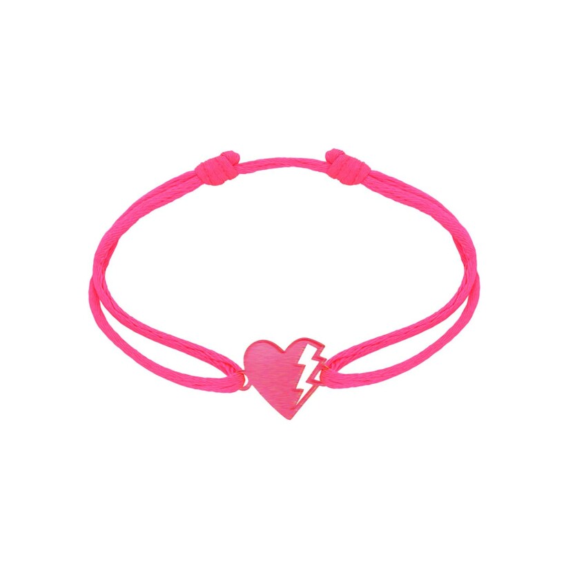 Akillis LoveTag bracelet, pink anodised aluminium, pink cord
