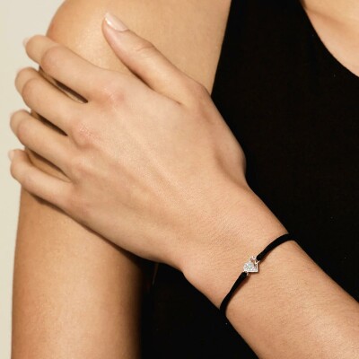 Bracelet cordon Akillis LoveTag en or blanc et diamants