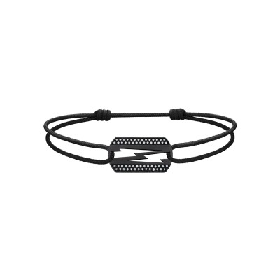 Bracelet cordon Akillis LoveTag en titane et diamants noirs
