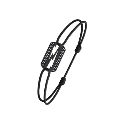 Bracelet cordon Akillis LoveTag en titane et diamants noirs