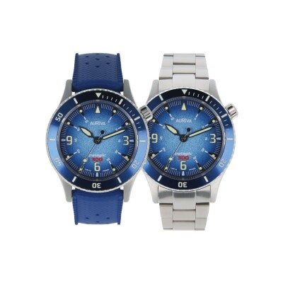 Montre Auriva Blue Pelagic 300, Bracelets Tropic blue et acier