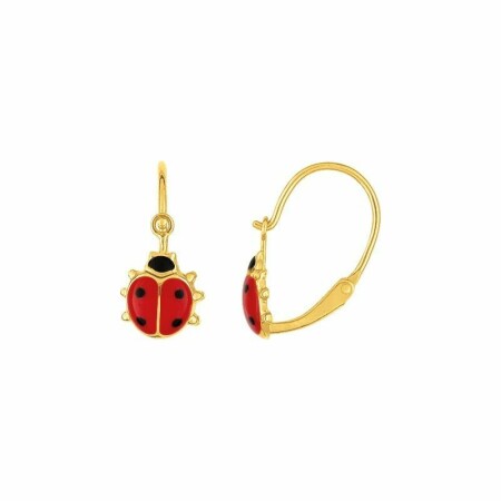 Boucles d'oreilles coccinelles en or jaune