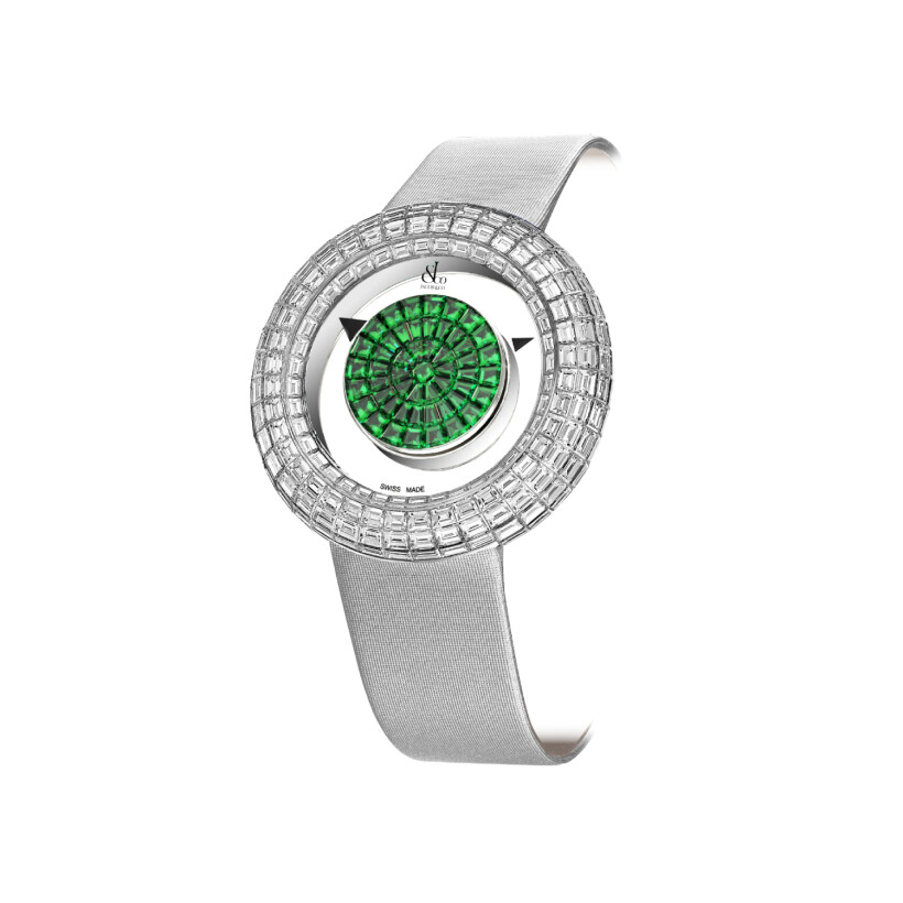 Jacob & Co Brilliant mystery baguette emeralds white gold 38mm watch
