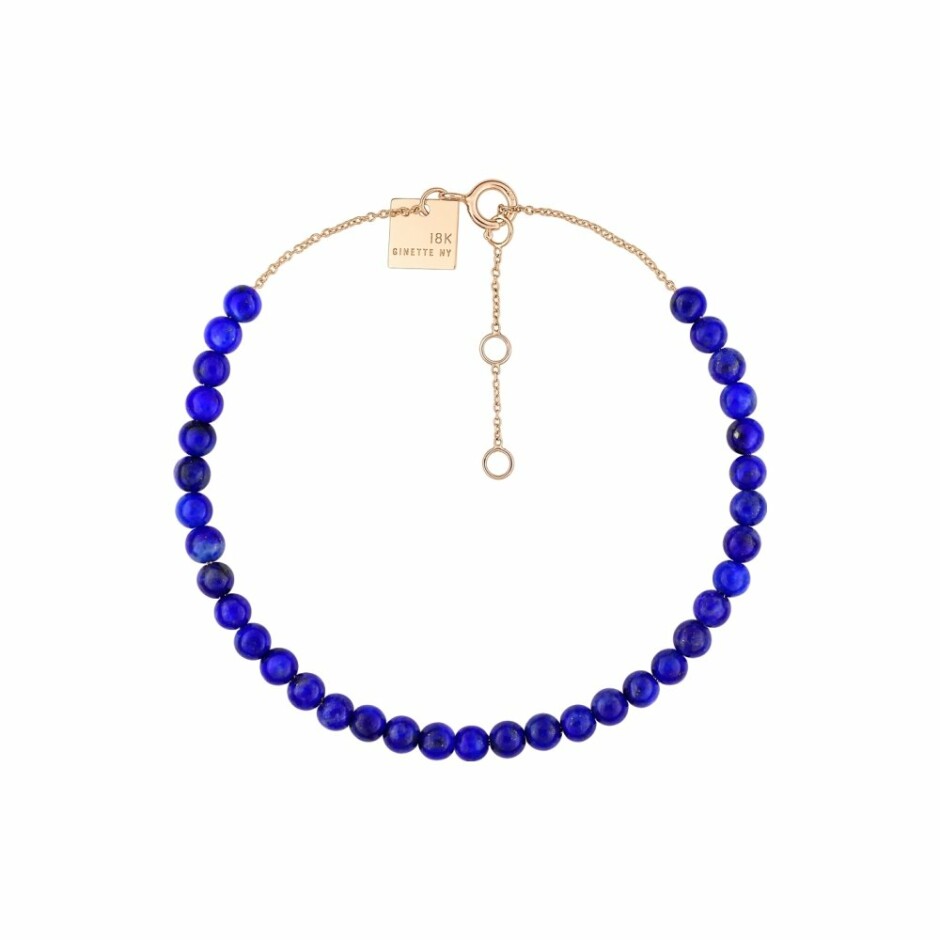 Bracelet Ginette NY MARIA MINI en or rose et lapis lazulis