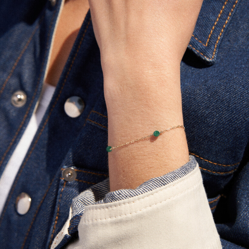 Bracelet Charlet Massilia colors en or jaune et agate verte