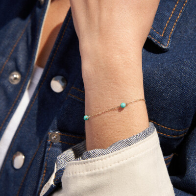 Bracelet Charlet Massilia colors en or jaune et turquoise