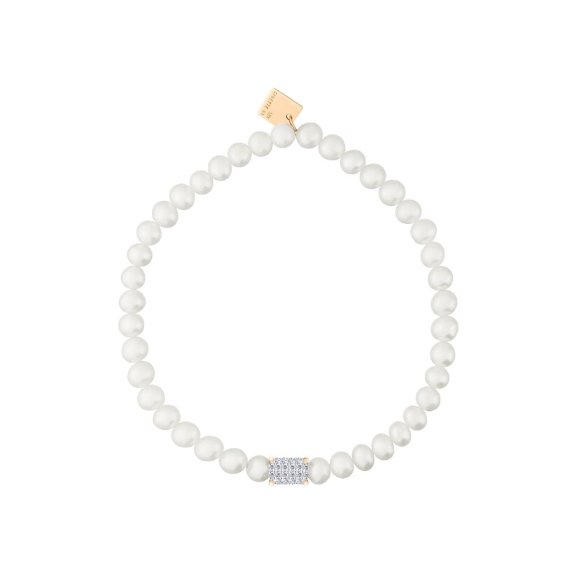 Bracelet Ginette NY Midnight en or rose, perles et diamants