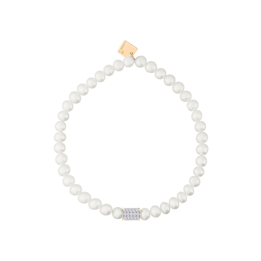 Bracelet Ginette NY Mini Midnight en or rose, perles et diamants