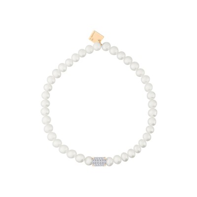 Bracelet Ginette NY Midnight en or rose, perles et diamants