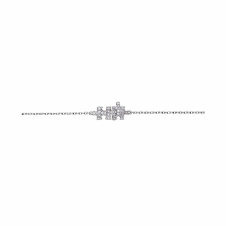 Akillis Mini Puzzle duo chain bracelet, white gold, diamond pave