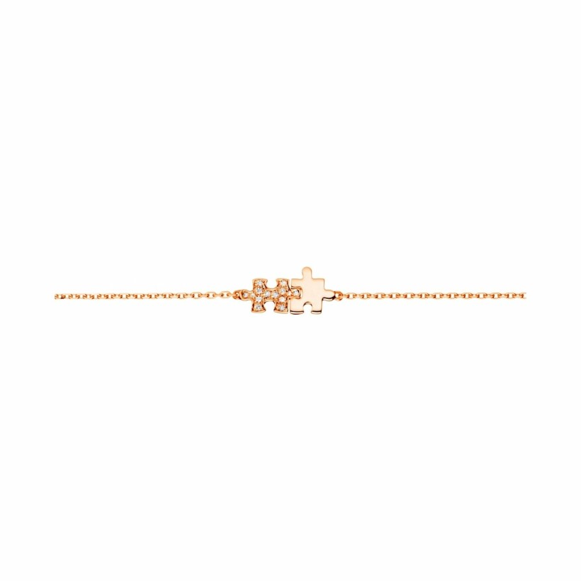 Akillis Mini Puzzle duo chain bracelet, rose gold, semi diamond pave