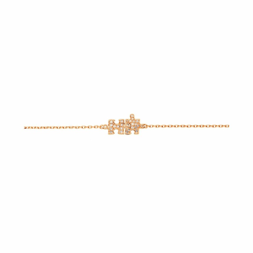 Akillis Mini Puzzle duo chain bracelet, rose gold, diamond pave