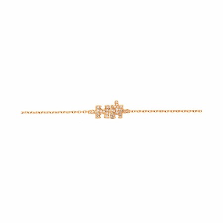 Akillis Mini Puzzle duo chain bracelet, rose gold, diamond pave