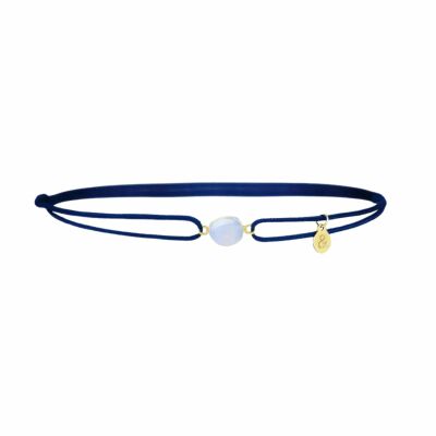 Bracelet min&ral Joaillerie Bestouan en or jaune et calcédoine