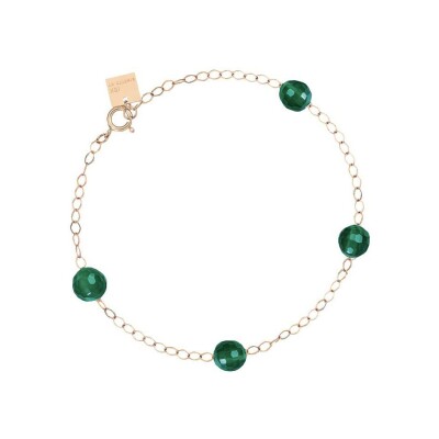 Bracelet Ginette NY EVER en or rose et agate verte