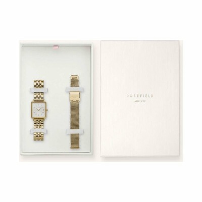  Coffret de montre Rosefield The Boxy XS QMWSG-Q021 et bracelet de montre en métal doré 