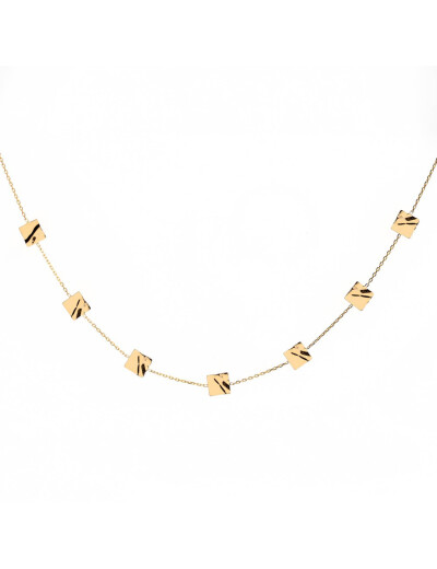 Collier Maison Ballet by Scarlett carrés froissés en or jaune 9 carats et or blanc 9 carats