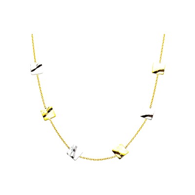 Collier Maison Ballet by Scarlett carrés froissés en or jaune 9 carats et or blanc 9 carats