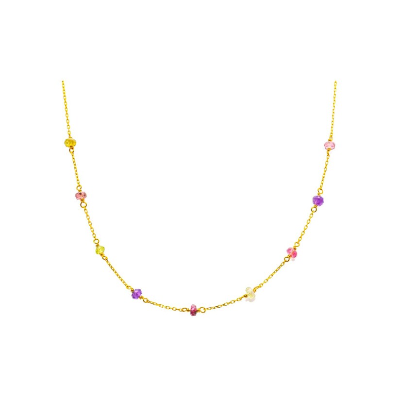 Collier Maison Ballet by Scarlett en or jaune, améthystes, tourmalines et péridots