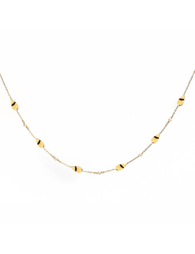 Collier Maison Ballet by Scarlett gouttes froissées en or jaune 9 carats et perle de culture d'eau douce