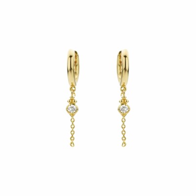 Boucles d'oreilles Mya Bay Exotic vibes Kochi en laiton et pierres blanches