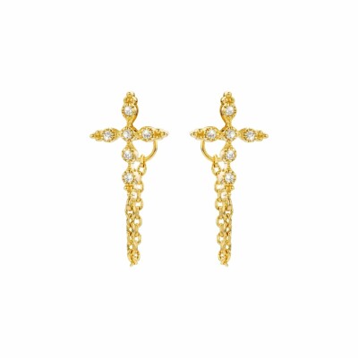 Boucles d'oreilles Mya Bay Little Chennai en métal doré et oxyde de zirconium