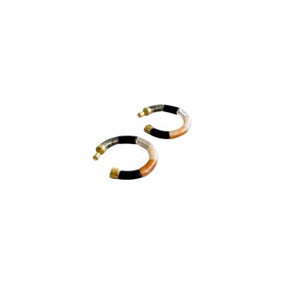 Boucles d'oreilles créoles PARABAYA Pipoca Black Night personnalisables en résine et acrylique Noir