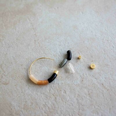 Boucles d'oreilles créoles PARABAYA Pipoca Black Night personnalisables en résine et acrylique Noir