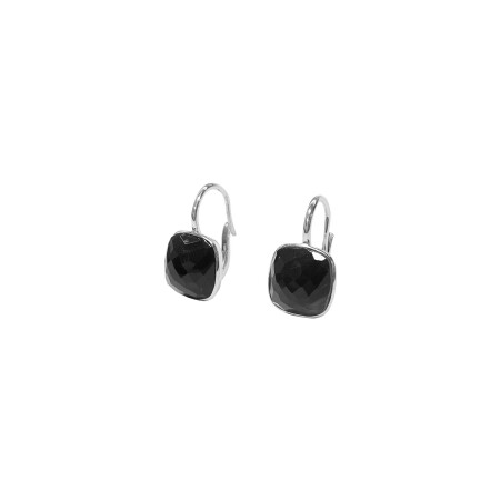 Boucles d'oreilles Isabelle Barrier en or blanc et onyx