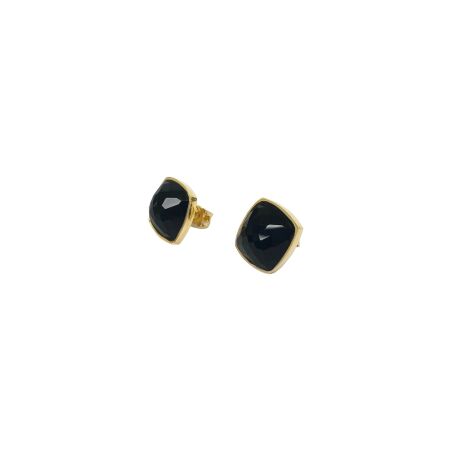 Boucles d'oreilles Isabelle Barrier en or jaune et onyx