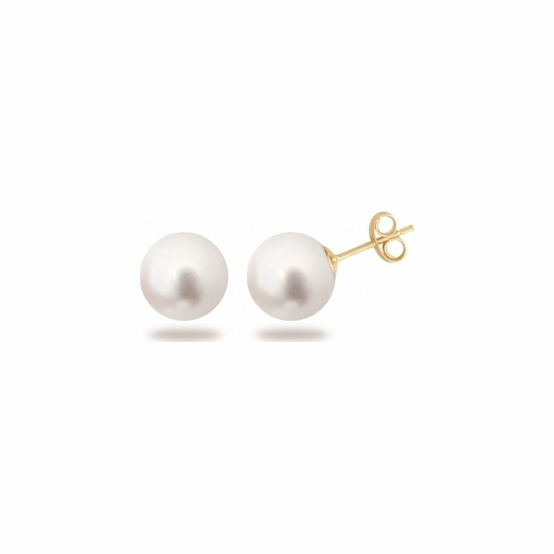 Boucles d'oreilles Claverin Simply Pearly en or jaune et perles blanches
