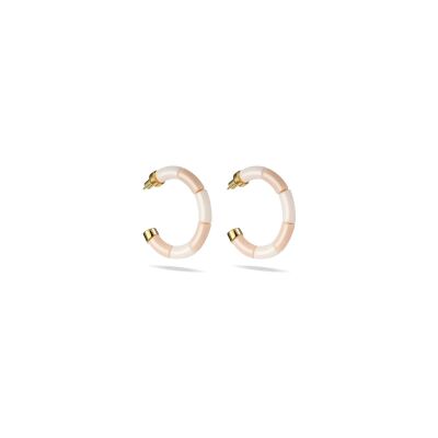 Boucles d'oreilles créoles PARABAYA Riviera Beige personnalisables en résine et acrylique