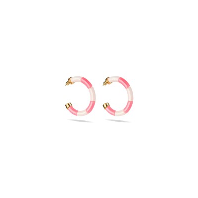 Boucles d'oreilles créoles PARABAYA Riviera Rosado personnalisables en résine et acrylique Rose poudré