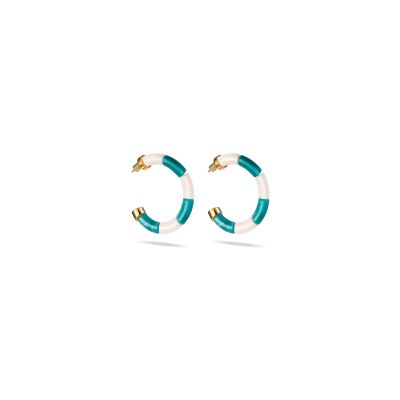 Boucles d'oreilles créoles PARABAYA Riviera Turquesa personnalisables en résine et acrylique Bleu turquoise